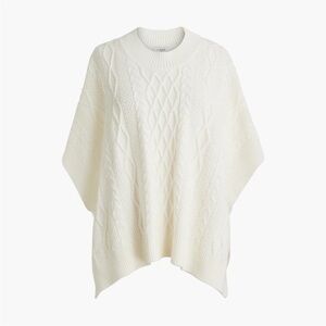 J. Crew ** Ivory White Cable Knit Sweater Poncho NEW BW699 Cotton